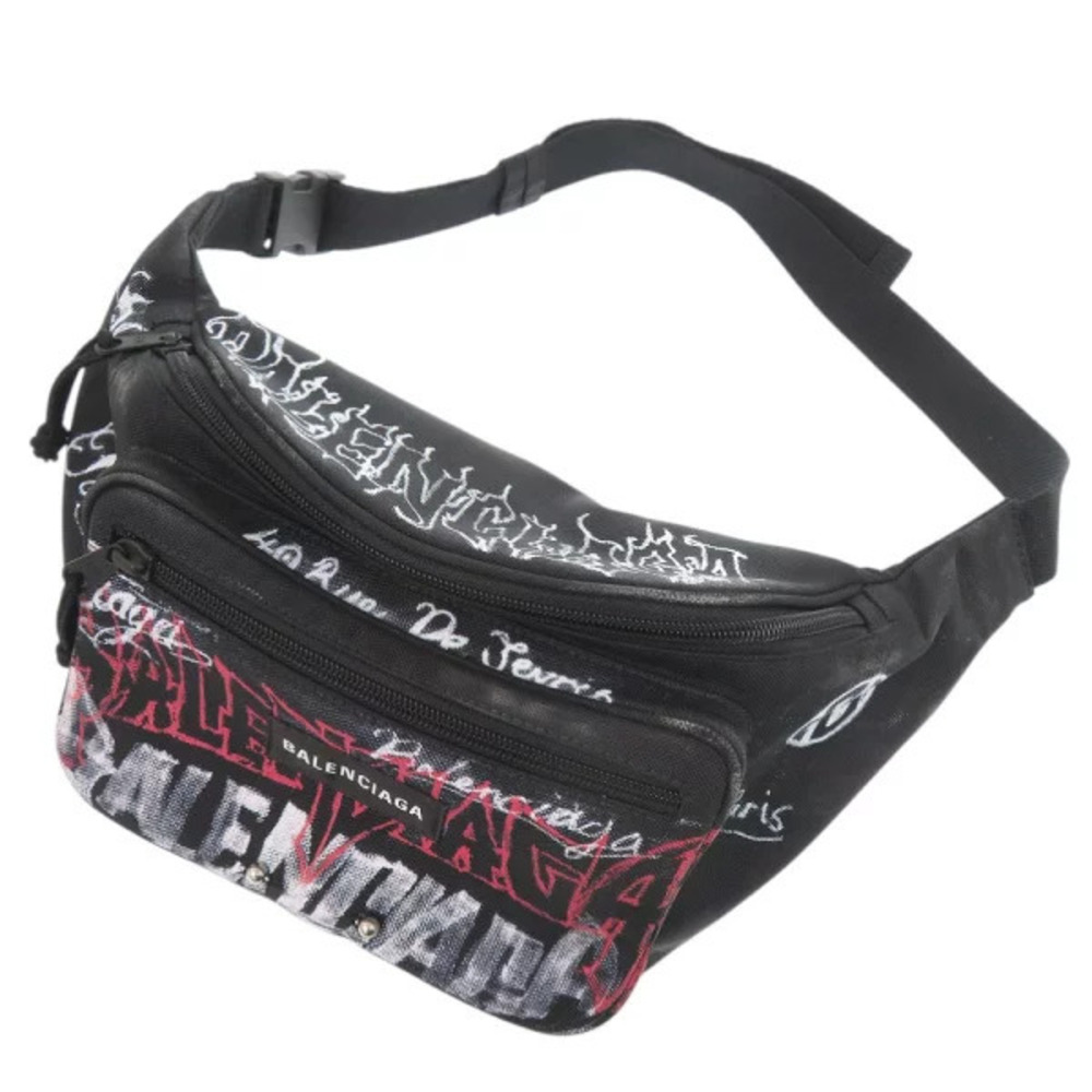 Balenciaga Explorer Belt Pack metal allover logo Polyamide Black Waist Bag